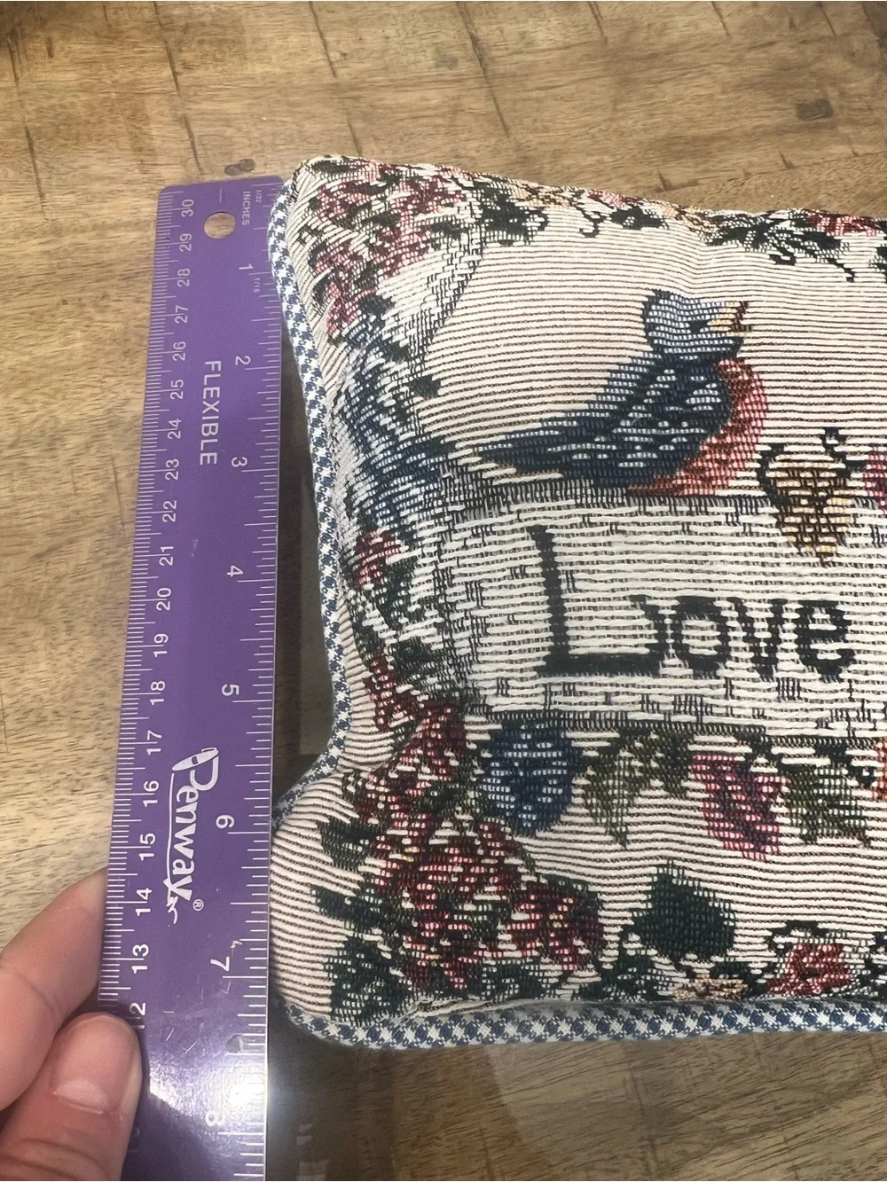 Vtg Embroidered Tapestry Pillow - 